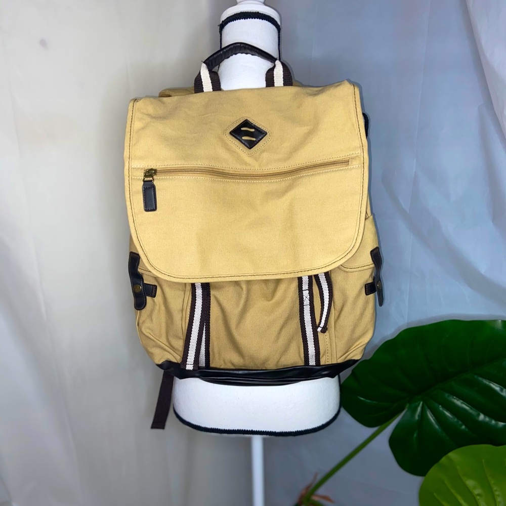 Heritage Checkered Inside Khaki Canvas Backpack